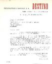 Carta de Josep Vergés de la revista Destino dirigida a Antoni Jonch, sobre un article referit al Zoo de Barcelona. [Documento]