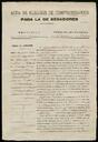 Acta d'elecció de compromissaris per a senadors, terme municipal de Palou. 14 de desembre de 1900. [Document]