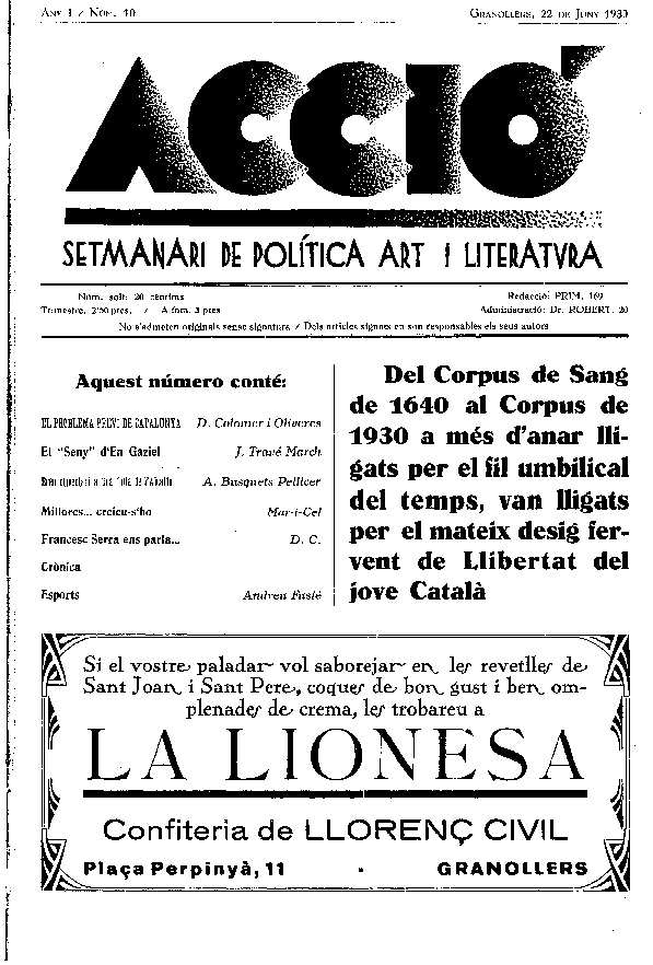 Acció, 22/6/1930 [Issue]
