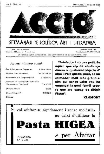 Acció, 13/7/1930 [Issue]