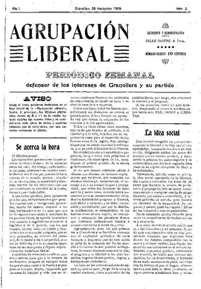Agrupación Liberal, 28/11/1909 [Issue]