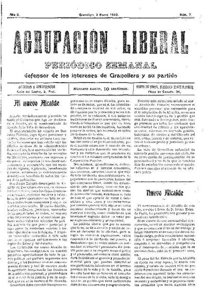 Agrupación Liberal, 2/1/1910 [Ejemplar]
