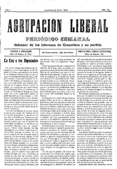 Agrupación Liberal, 23/1/1910 [Exemplar]