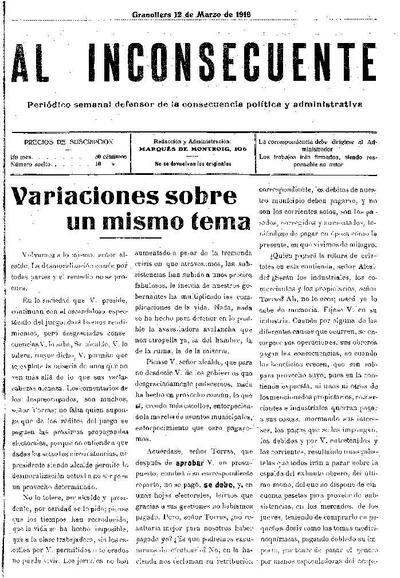 Al inconsecuente, 12/3/1916 [Issue]
