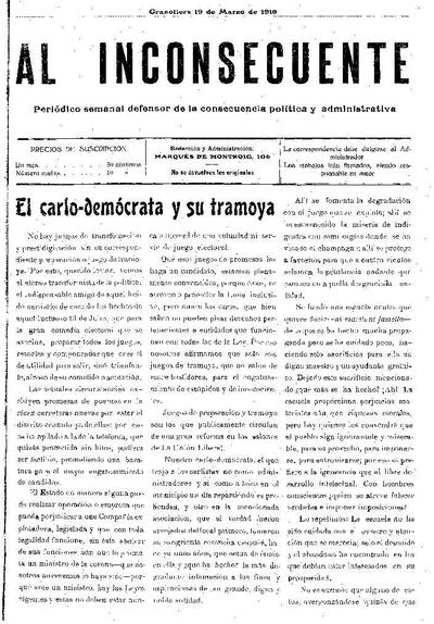 Al inconsecuente, 19/3/1916 [Issue]