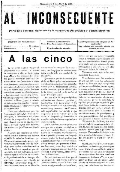 Al inconsecuente, 9/4/1916 [Issue]