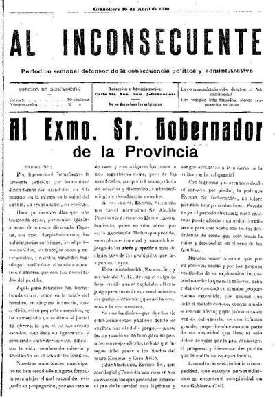 Al inconsecuente, 16/4/1916 [Issue]