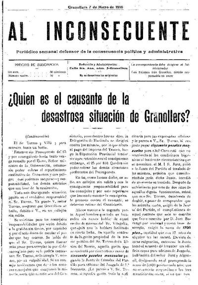 Al inconsecuente, 7/5/1916 [Issue]