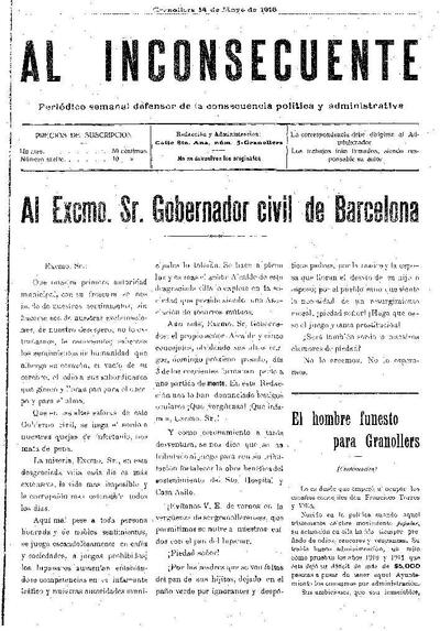 Al inconsecuente, 14/5/1916 [Issue]