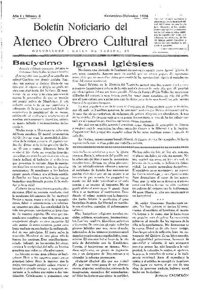 Boletín Noticiario del Ateneo Obrero Cultural, 1/11/1928 [Issue]