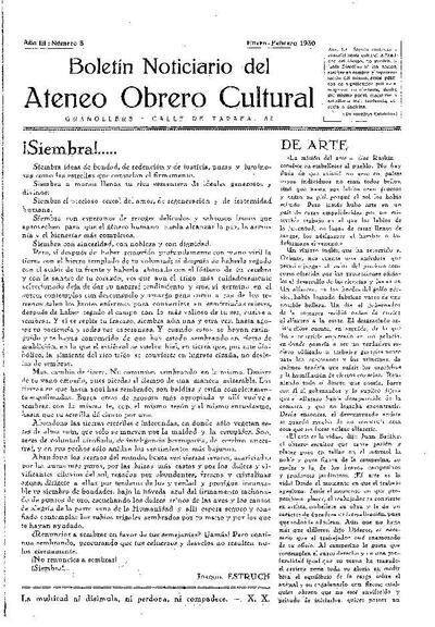 Boletín Noticiario del Ateneo Obrero Cultural, 1/1/1930 [Issue]