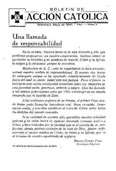 Boletín de Acción Católica, 1/5/1941 [Issue]