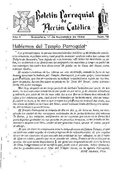 Boletín de Acción Católica, 1/11/1942 [Ejemplar]
