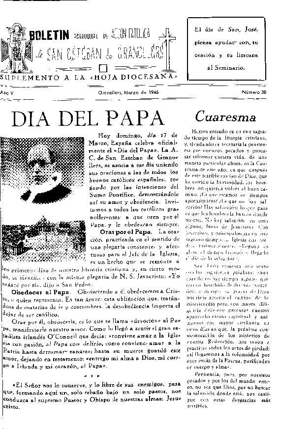 Boletín de Acción Católica, 1/3/1946 [Issue]
