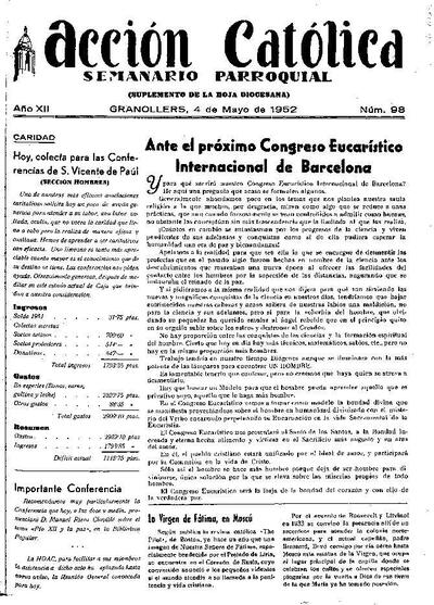 Boletín de Acción Católica, 4/5/1952 [Issue]