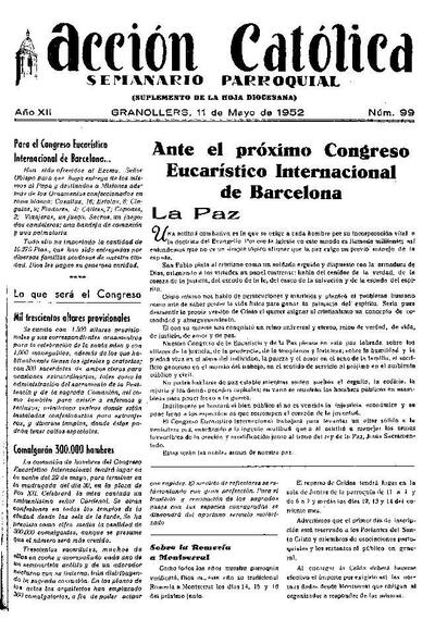 Boletín de Acción Católica, 11/5/1952 [Issue]