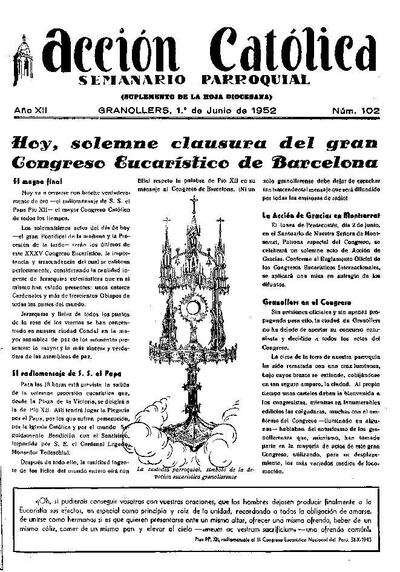 Boletín de Acción Católica, 1/6/1952 [Issue]
