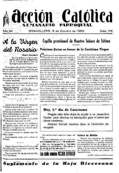 Boletín de Acción Católica, 5/10/1952 [Issue]