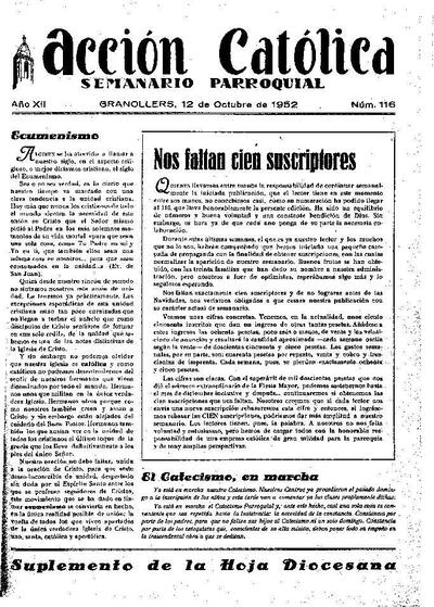 Boletín de Acción Católica, 12/10/1952 [Issue]