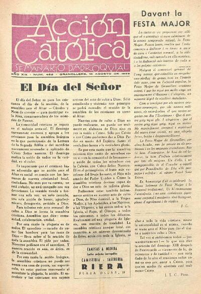 Boletín de Acción Católica, 16/8/1959 [Issue]