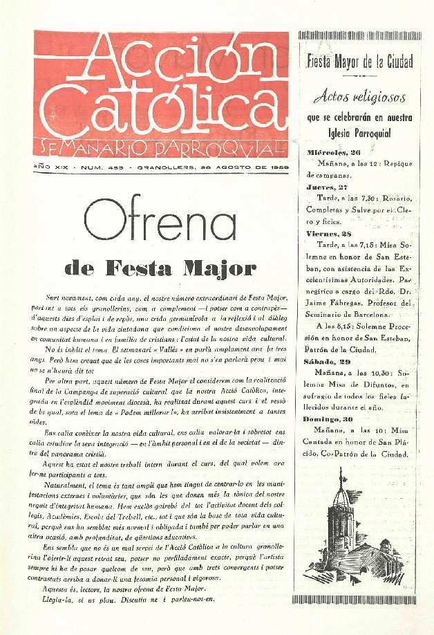 Boletín de Acción Católica, 26/8/1959 [Issue]