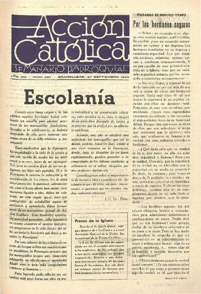 Boletín de Acción Católica, 27/9/1959 [Issue]