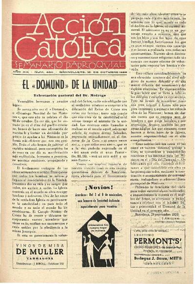 Boletín de Acción Católica, 18/10/1959 [Ejemplar]