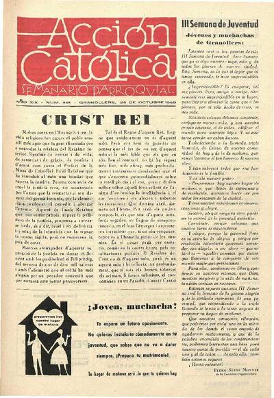 Boletín de Acción Católica, 25/10/1959 [Issue]