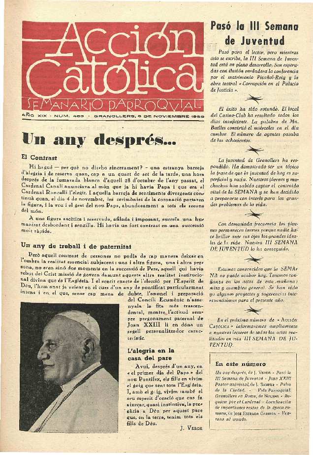 Boletín de Acción Católica, 8/11/1959 [Issue]