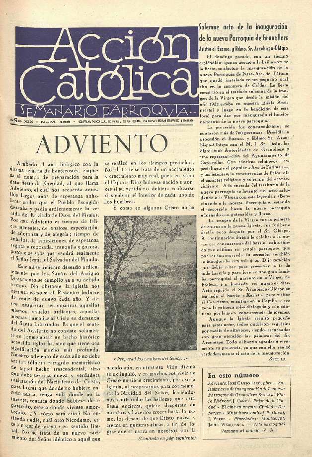 Boletín de Acción Católica, 29/11/1959 [Ejemplar]