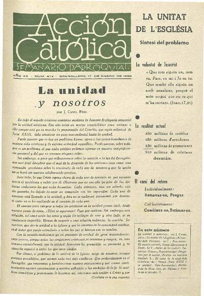 Boletín de Acción Católica, 17/1/1960 [Exemplar]