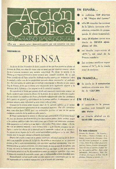 Boletín de Acción Católica, 24/1/1960 [Issue]