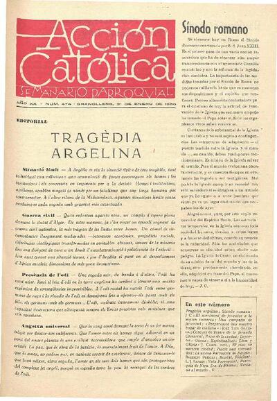 Boletín de Acción Católica, 31/1/1960 [Issue]