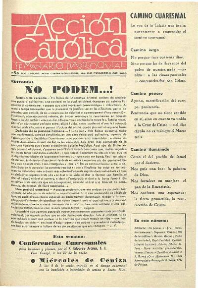 Boletín de Acción Católica, 28/2/1960 [Exemplar]