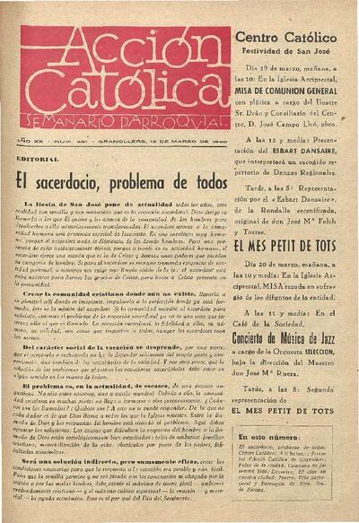 Boletín de Acción Católica, 19/3/1960 [Exemplar]