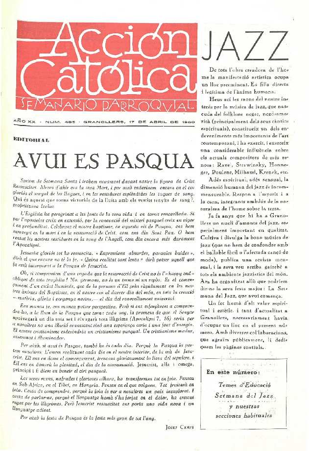 Boletín de Acción Católica, 17/4/1960 [Issue]