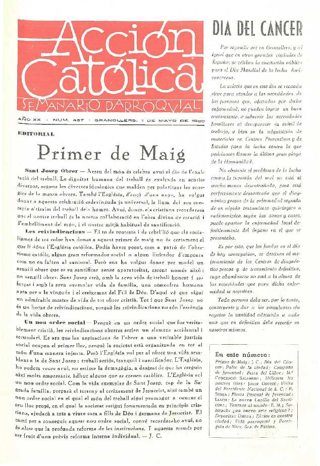 Boletín de Acción Católica, 1/5/1960 [Ejemplar]