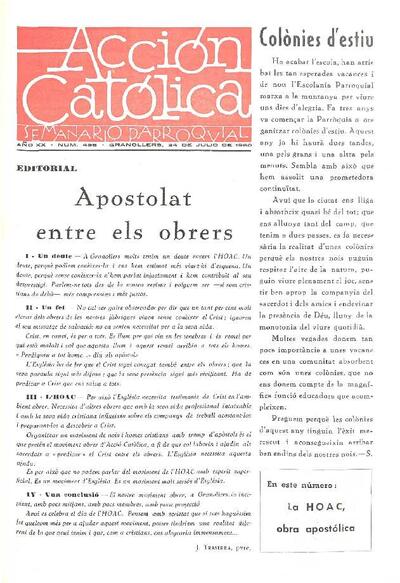 Boletín de Acción Católica, 24/7/1960 [Exemplar]