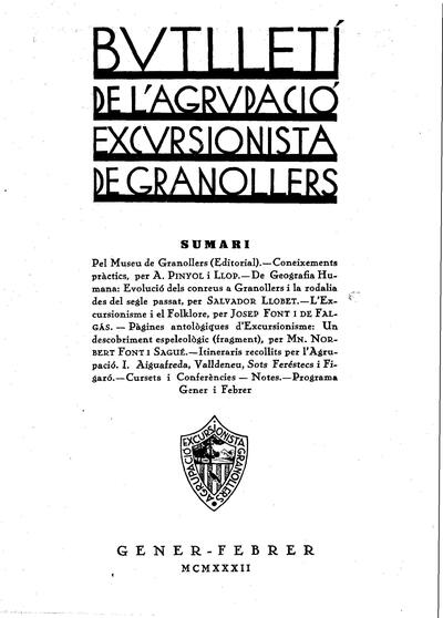 Butlletí de l'Agrupació Excursionista de Granollers, 1/1/1932 [Ejemplar]