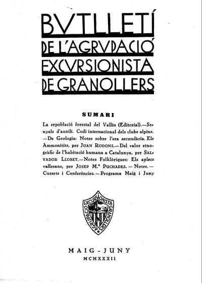 Butlletí de l'Agrupació Excursionista de Granollers, 1/5/1932 [Issue]