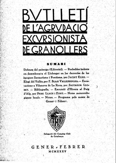 Butlletí de l'Agrupació Excursionista de Granollers, 1/1/1935 [Ejemplar]