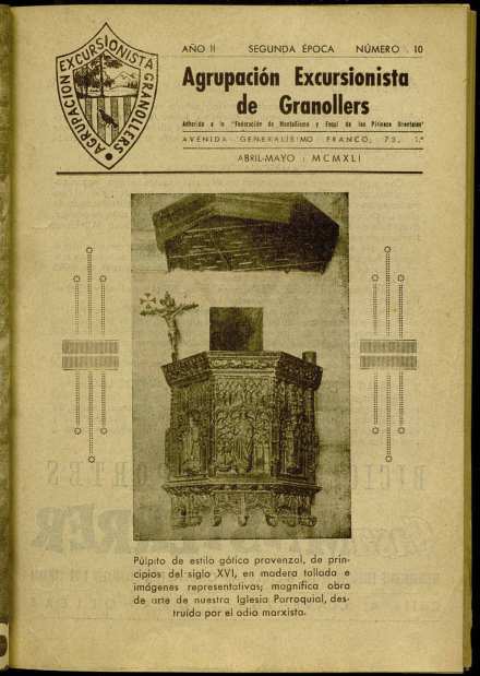 Butlletí de l'Agrupació Excursionista de Granollers, 1/5/1941 [Ejemplar]