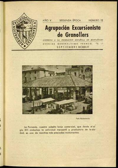Butlletí de l'Agrupació Excursionista de Granollers, 1/9/1944 [Ejemplar]
