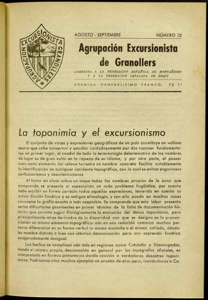 Butlletí de l'Agrupació Excursionista de Granollers, 1/9/1945 [Ejemplar]