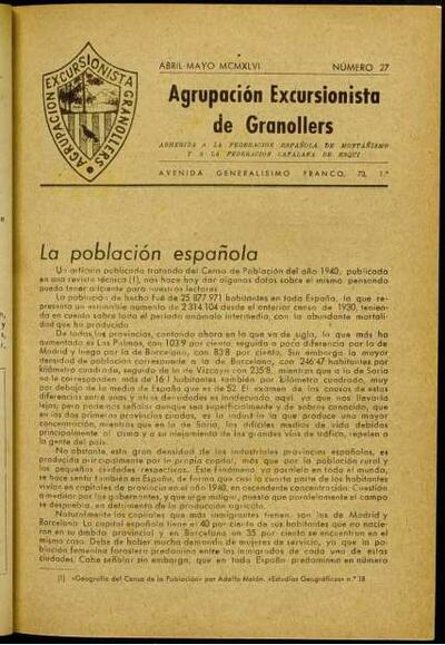 Butlletí de l'Agrupació Excursionista de Granollers, 1/5/1946 [Ejemplar]