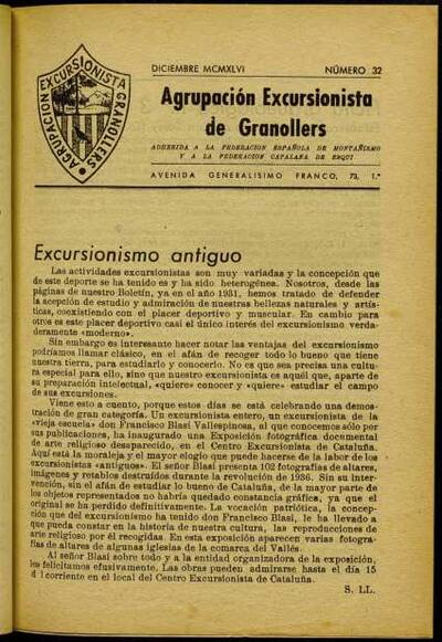 Butlletí de l'Agrupació Excursionista de Granollers, 1/12/1946 [Ejemplar]