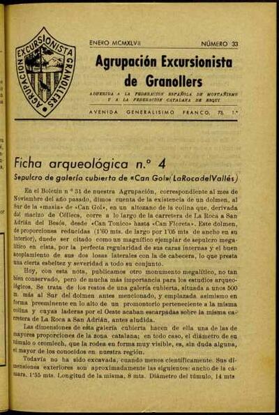 Butlletí de l'Agrupació Excursionista de Granollers, 1/1/1947 [Issue]