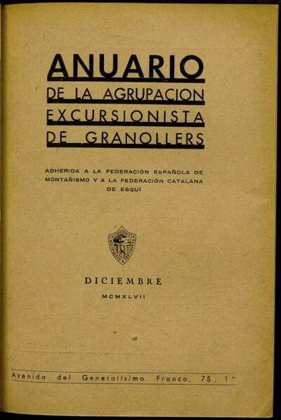 Butlletí de l'Agrupació Excursionista de Granollers, 1/12/1947 [Issue]