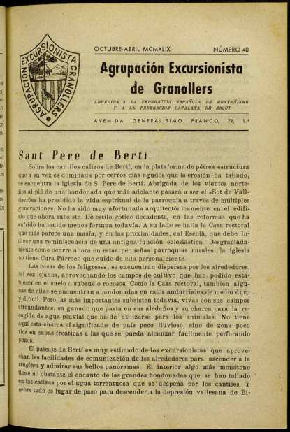 Butlletí de l'Agrupació Excursionista de Granollers, 1/10/1949 [Issue]