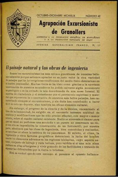 Butlletí de l'Agrupació Excursionista de Granollers, 1/12/1949 [Issue]